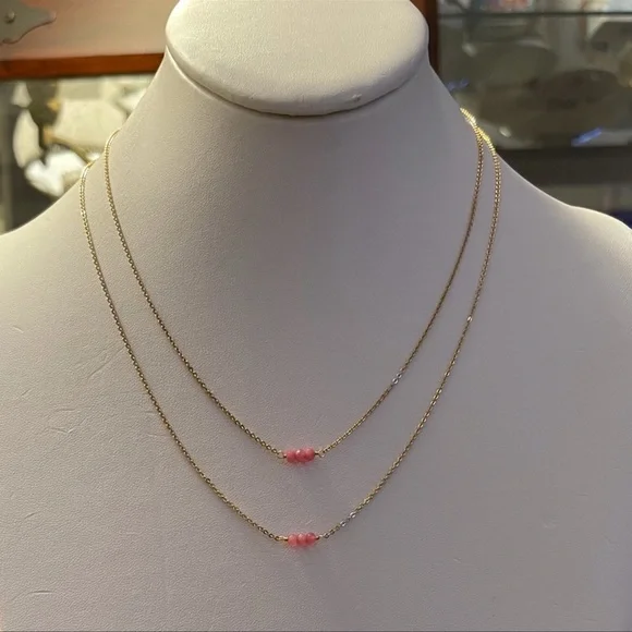 2 x Faceted natural rhodonite gold necklaces - Picture 5 of 6